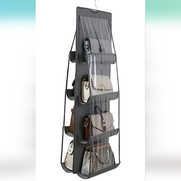 Accessories - Over Door Hanging Handbag Organizer, 8 pocket EUC blk